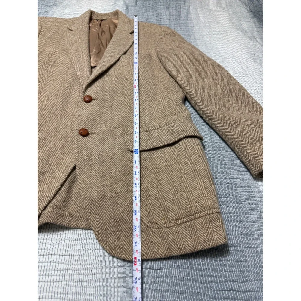 Vintage Cape Cod Blazer Herringbone Tweed 100% Pure Wool Sport Coat Brown Men 42